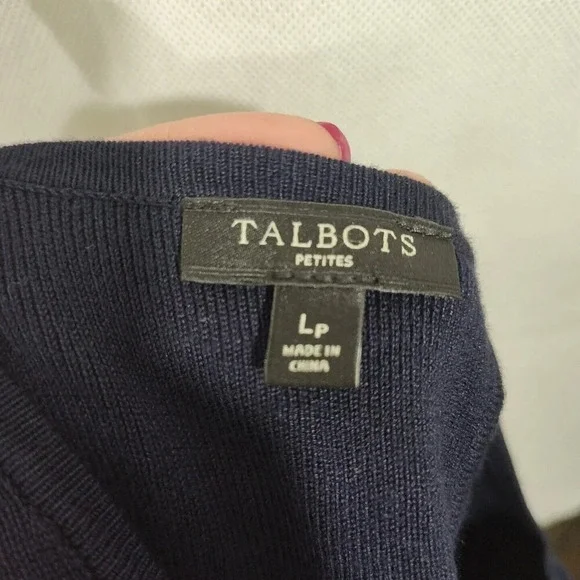 Talbots Blue Fit And Flare Knit Dress Women Size LP Work Casual Short Sleeve - Picture 5 of 6